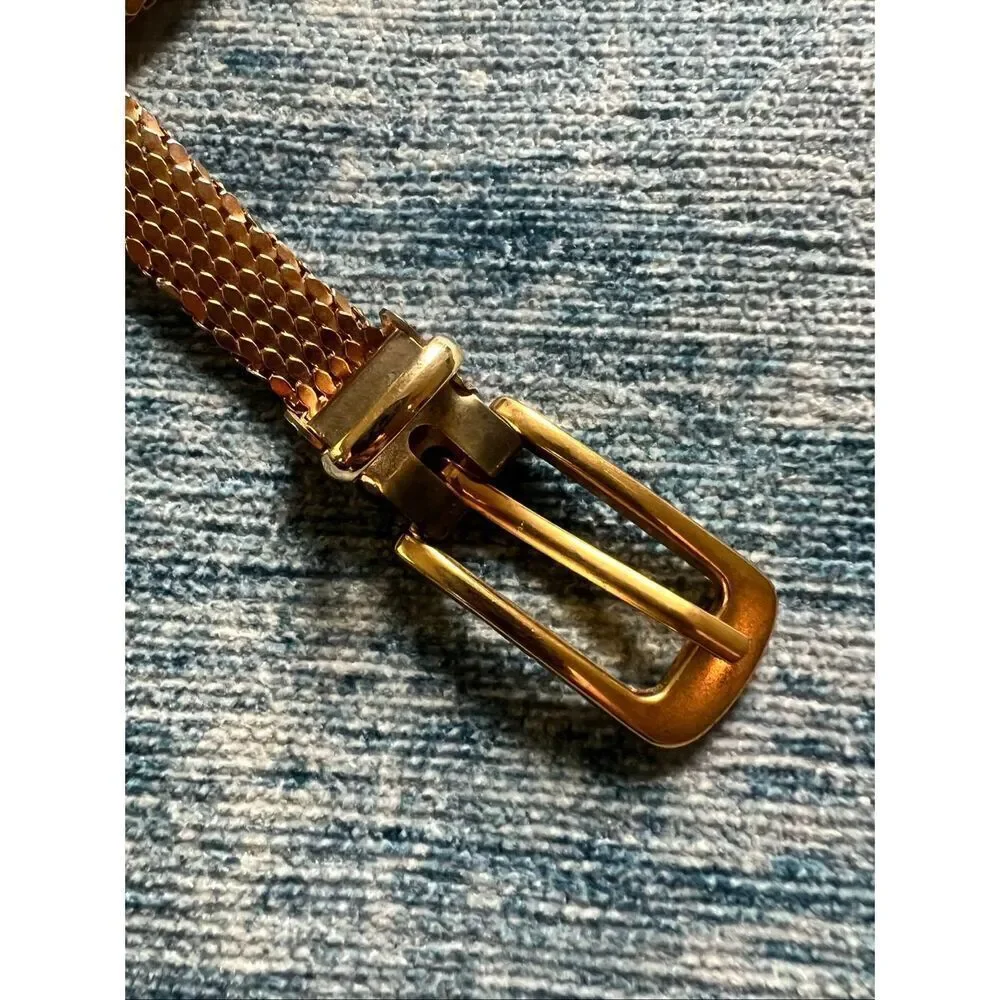 Vintage Gold Tone Brass Fish Scale Metal Belt